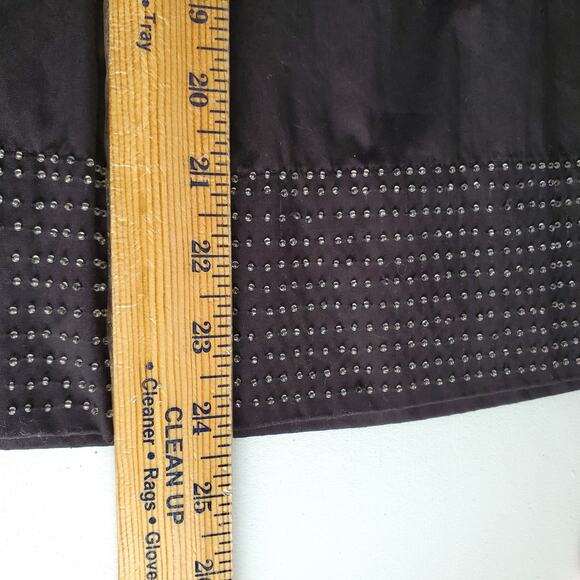 Talbots A Line Pleat Beaded Black Cotton Skirt 18 Preppy Career Modern Cocktail - Picture 9 of 11